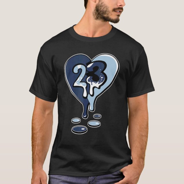 Camiseta 23 Drip Heart Midnight Navy 6s Matching (Anverso)