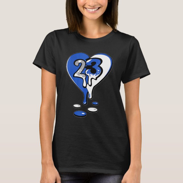 Camiseta 23 Drip Heart Retro Stealth 5s Matching (Anverso)