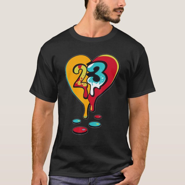 Camiseta 23 Drip Heart SB Dunk Para Coincidencia Con La Pie (Anverso)