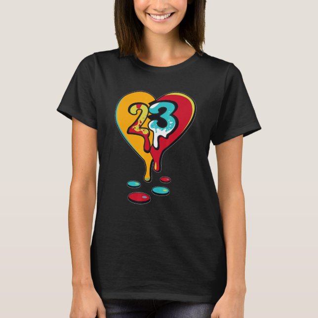 Camiseta 23 Drip Heart SB Dunk Para Coincidencia Con La Pie (Anverso)