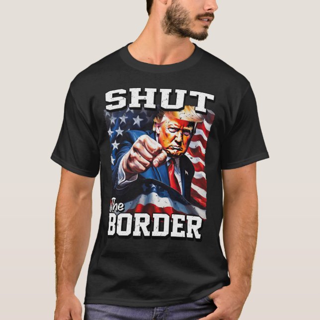 Camiseta 24030 Donald Trump, cierra la frontera (Anverso)