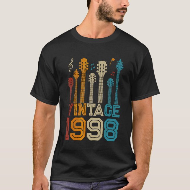 Camiseta 24.ª guitarra guitarista vintage 1998 (Anverso)