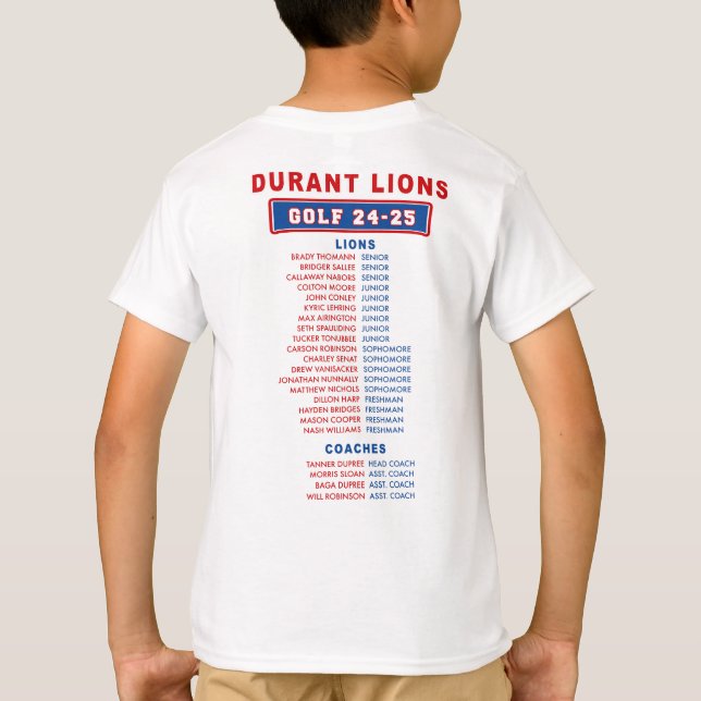 Camiseta 24-25 Leones duraderos - GOLF - BOY ROSTER (Reverso)