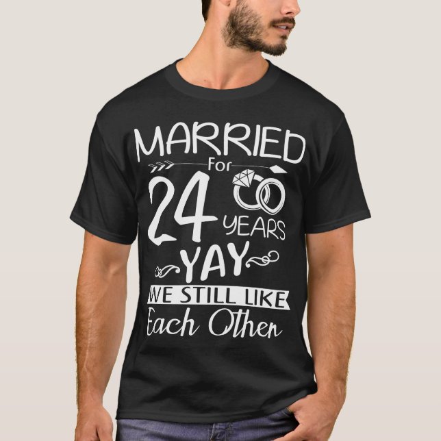 Camiseta 24° Aniversario del Boda. Casado Durante 24 Años (Anverso)