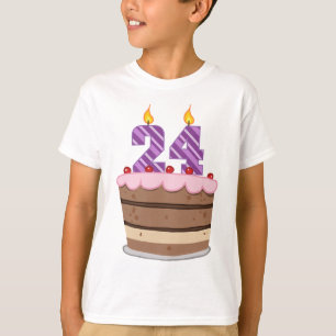 Camiseta 24 años en el pastel de cumpleaños