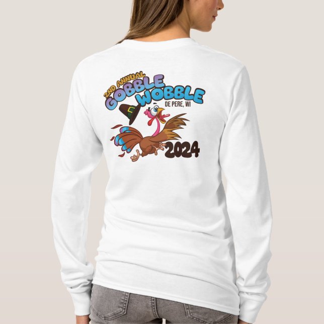 Camiseta 24 Gobble Wobble - Manga larga de las mujeres - Bl (Reverso)