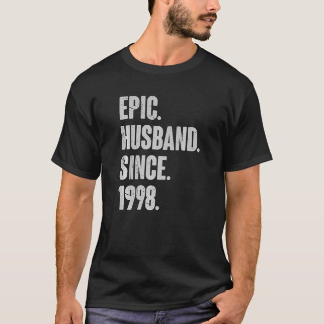 Camiseta 24 Wedding Anniversary For Him  Epic Husband Since (Anverso)