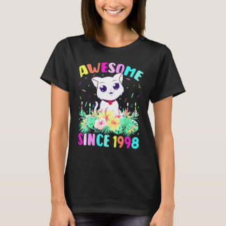 Camiseta 24 Years Old Girl Cat Lover Awesome Since 1998 24t