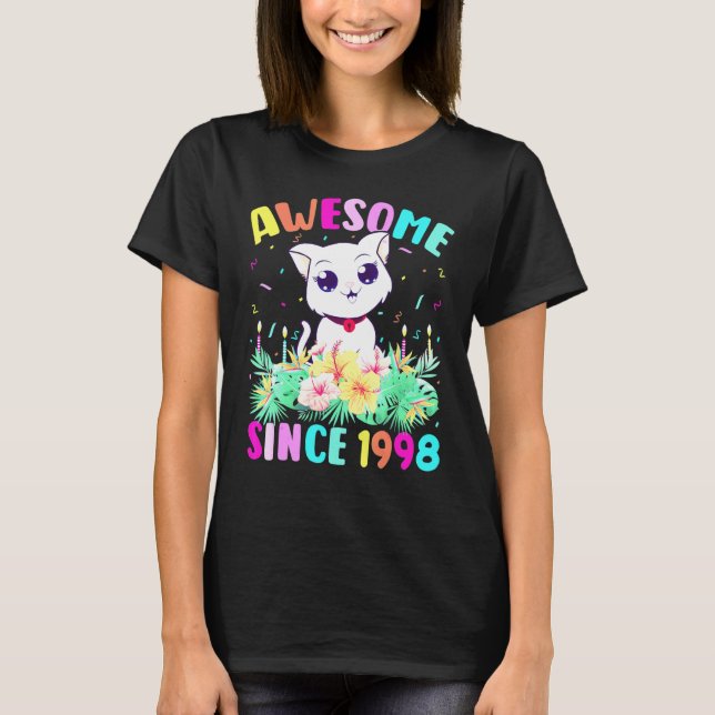 Camiseta 24 Years Old Girl Cat Lover Awesome Since 1998 24t (Anverso)
