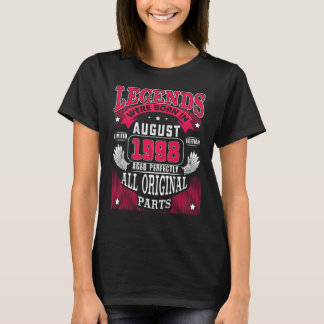 Camiseta 24th Birthday  Legends Born In August 1998 24 Year