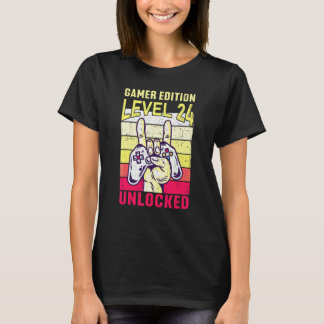Camiseta 24th Birthday Video Gamer Edition Level 24 Unlocke