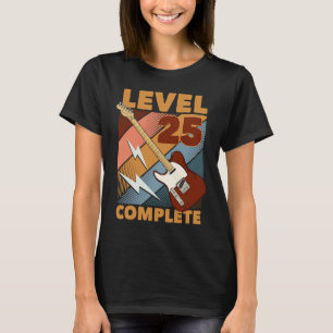 Camiseta 25º cumpleaños Nivel 25 Completa E-Guitarra comple