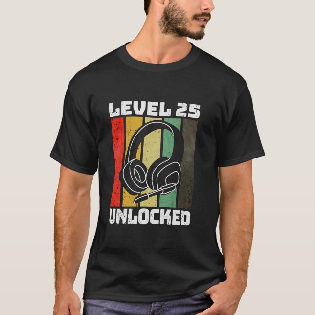 Camiseta 25º cumpleaños presente 25 años de edad Nivel 25 D (Anverso)