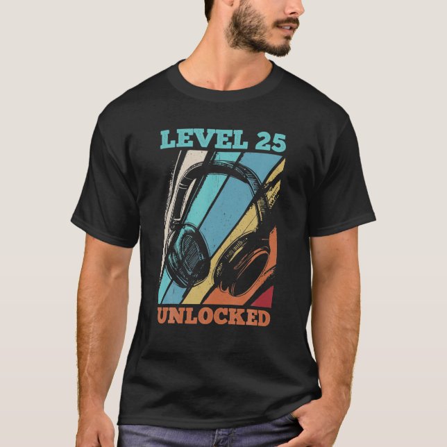 Camiseta 25º Nacimiento Video Gamer Nivel 25 Desbloqueado (Anverso)