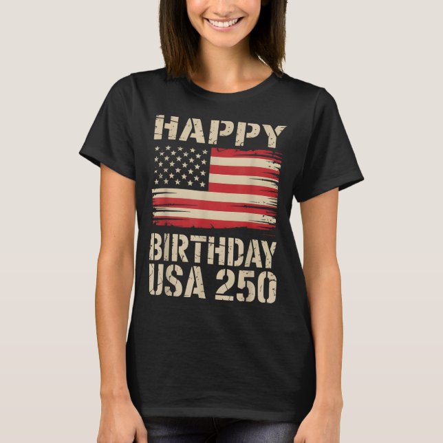 Camiseta 250.º 4 de julio - Feliz cumpleaños EE. UU. (Anverso)