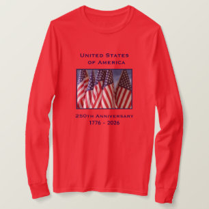 Camiseta 250 Aniversario de la manga patriótica de larga du