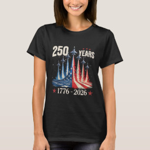 Camiseta 250 años 1776-2026 Aviones de combate bandera de E