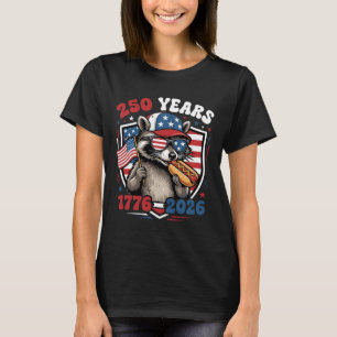 Camiseta 250 años 1776 2026 mapache patriótico EEUU indepen