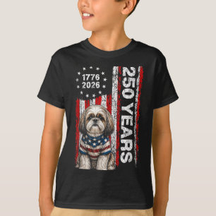 Camiseta 250 Años Aamerica Shih Tzu Patriótico Usa Dom 4