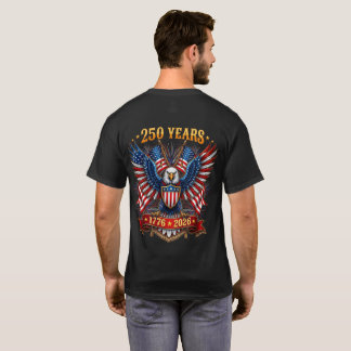 Camiseta 250 años americano 1776 2026 parte delantera y tra