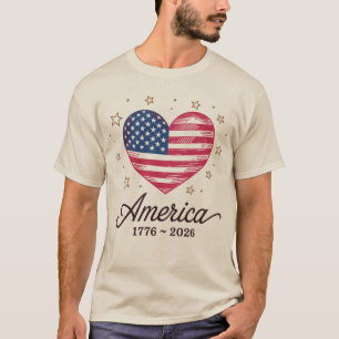 Camiseta 250 Años Bandera Corazón 1776 2026 250 4 De Julio