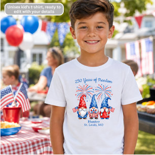 Camiseta 250 Años de Gnomos Patrióticos Infantiles