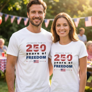 Camiseta 250 Años de Libertad Apellido Personalizado de la