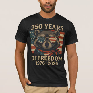 Camiseta 250 Años De Libertad Raccoon Bandera USA Gafas De 