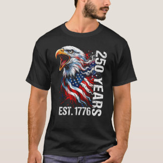 Camiseta 250 Años Est 1776 Antigua Bandera Águila Calva EEU
