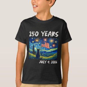 Camiseta 250 años gato noche estrellada 4 de julio 250 aniv