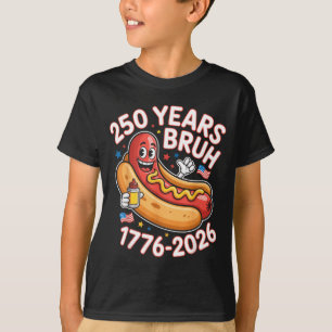 Camiseta 250 años hermano 1776 2026 divertido hotdog 250º