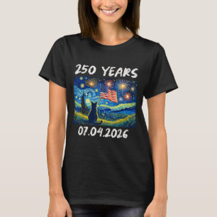 Camiseta 250 Años Noche Estrellada Gato 4 de Julio 250º