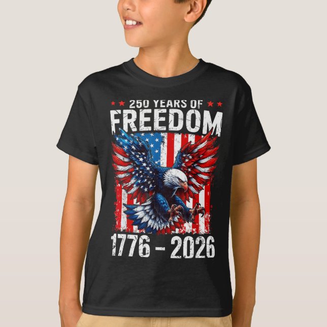 Camiseta 250 Years Of Dom 1776 2026 Patriotic Bald Eagle Us (Anverso)