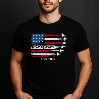 Camiseta 250 Years USA Jets Patriotic Red White Blue