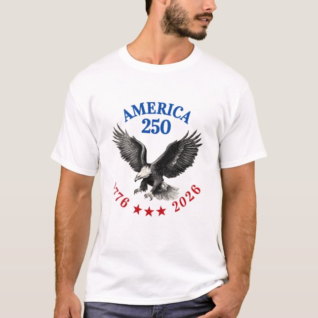 Camiseta 250th Anniversary USA Patriotic Bald Eagle (Anverso)