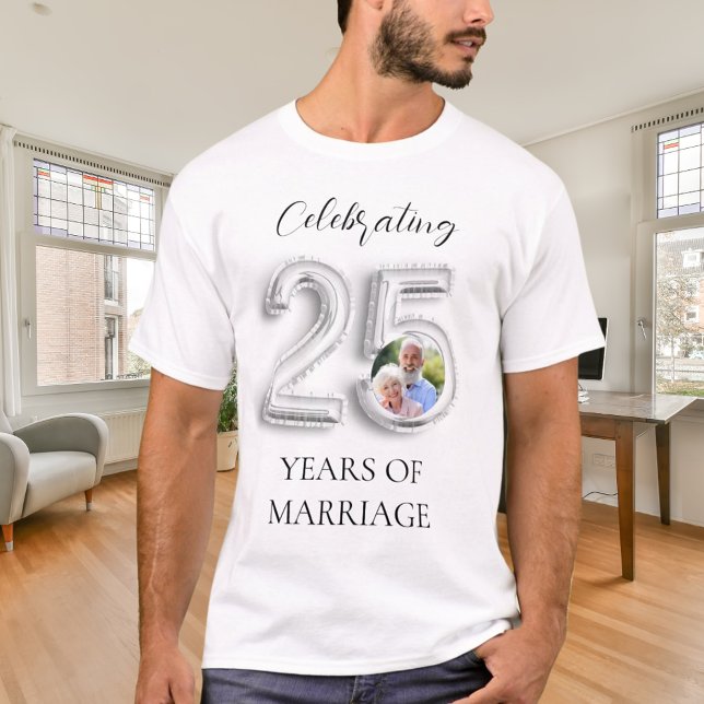 Camiseta 25.ª plata de foto del aniversario del boda (Subido por el creador)