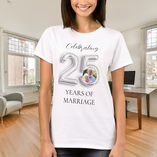 Camiseta 25.ª plata de foto del aniversario del boda (Subido por el creador)