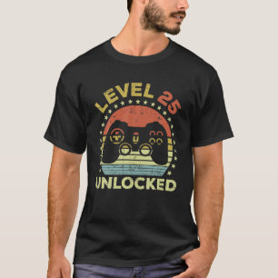 Camiseta 25.º nivel de juego de cumpleaños 25 desbloqueado
