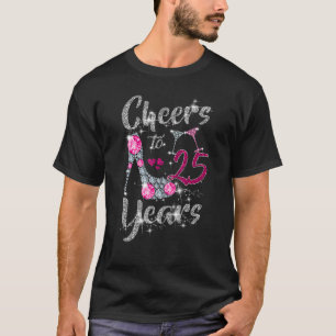 Camiseta 25 Alegres De cumpleaños a tacón alto de vino de 2