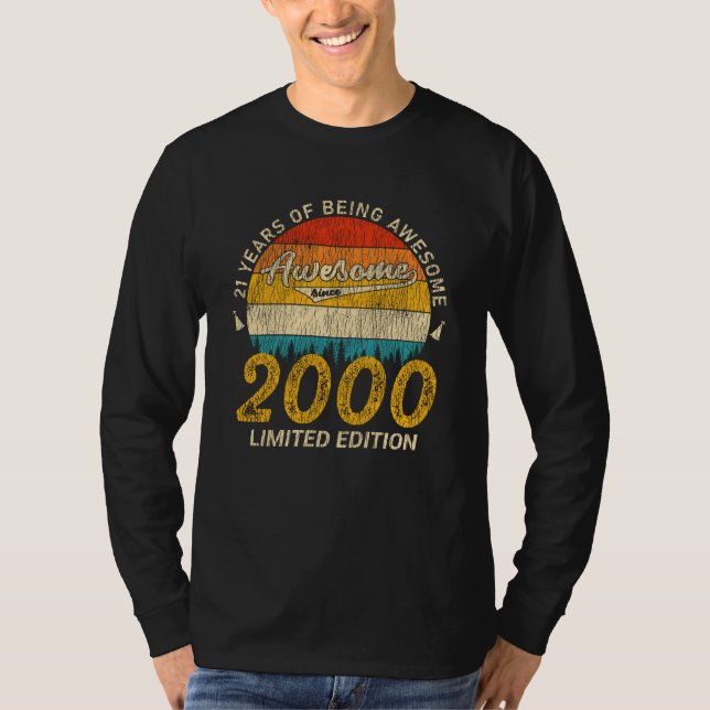 Camiseta 25 años de edad 2000 Regalo retro asombroso de 25  (Anverso)