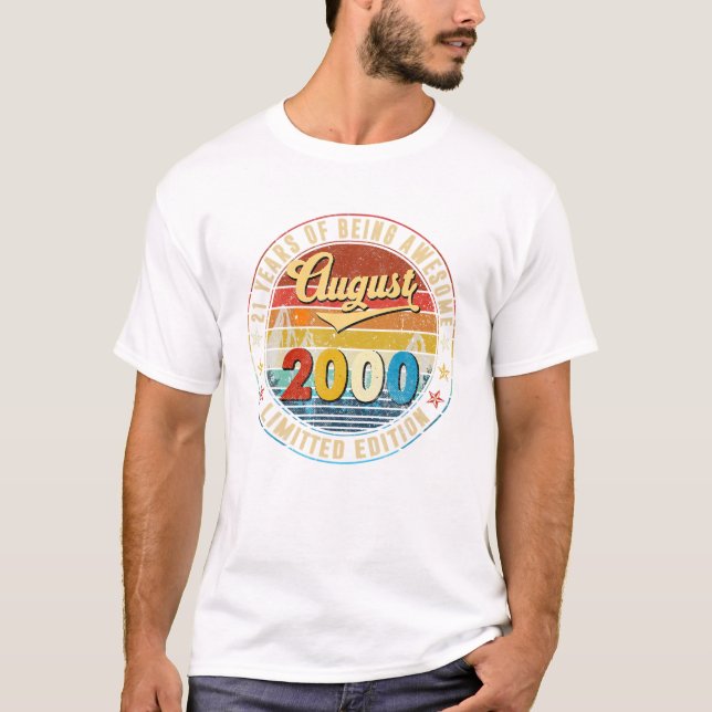 Camiseta 25 años de edad nacido en agosto de 2000 (Anverso)