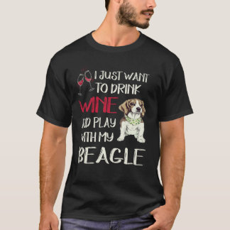 Camiseta 25 Bebe Vino Y Juega Con Mi Beagle