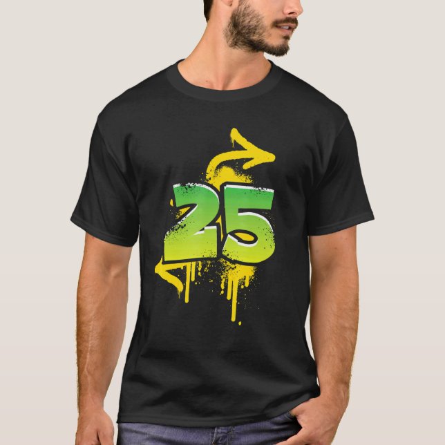 Camiseta 25th Birthday Present Men Women Cool Spray Hiphop (Anverso)