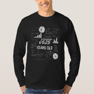 Camiseta 25th Birthday Square Root Math 25 Years Old Bday