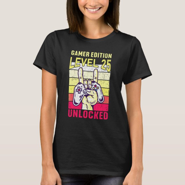 Camiseta 25th Birthday Video Gamer Edition Level 25 Unlocke (Anverso)