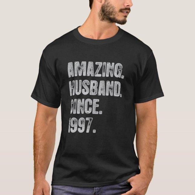 Camiseta 25th Wedding Aniversary For Him Amazing Husband Si (Anverso)