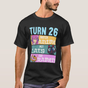 Camiseta 26.º Cumpleaños Pajamas I Gatos Mascotas