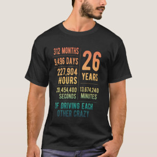 Camiseta 26 Años Casados Divertido 26º Aniversario de Boda