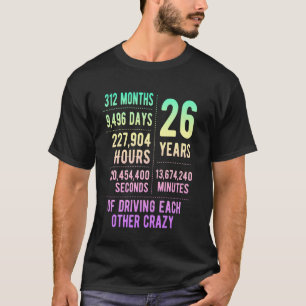 Camiseta 26 Años Casados Divertido 26º Aniversario de Boda