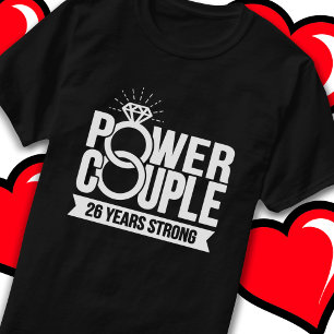 Camiseta 26 años de fuerte pareja de poder Cute 26 años